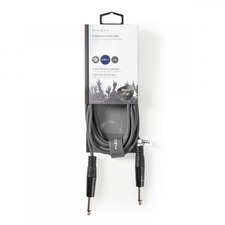 Nedis Monoäänikaapeli | 6.35 mm uros | 6.35 mm uros | Niklattu | 3.00 m | Pyöreä | PVC