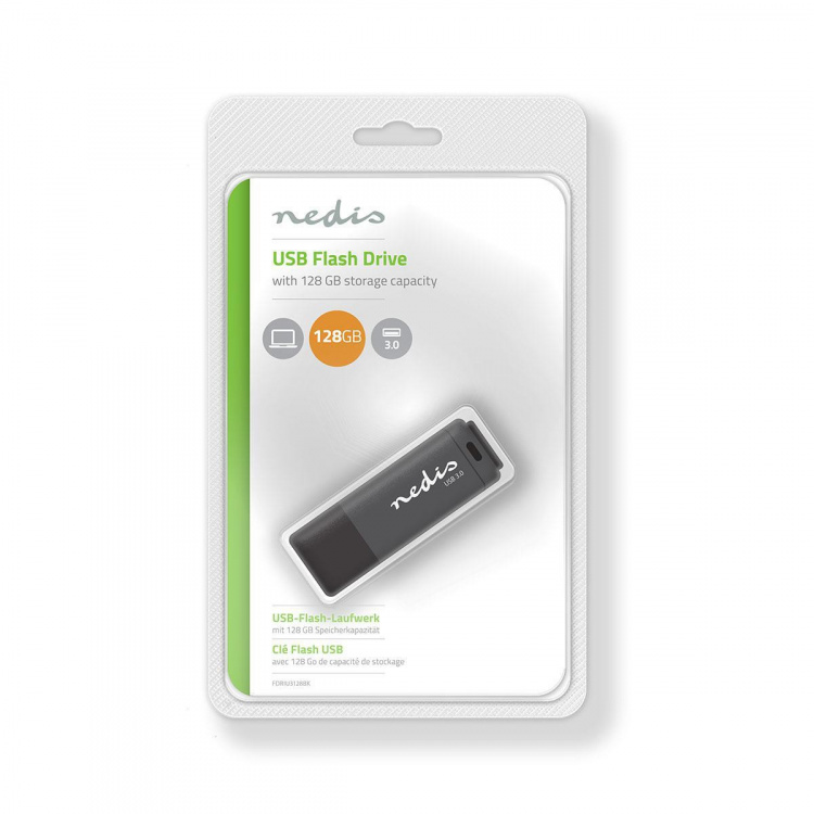 Nedis Muistitikku | 128 GB | USB Type-A | Lukunopeus: 80 MB/s | Kirjoitusnopeus: 10 MB/s
