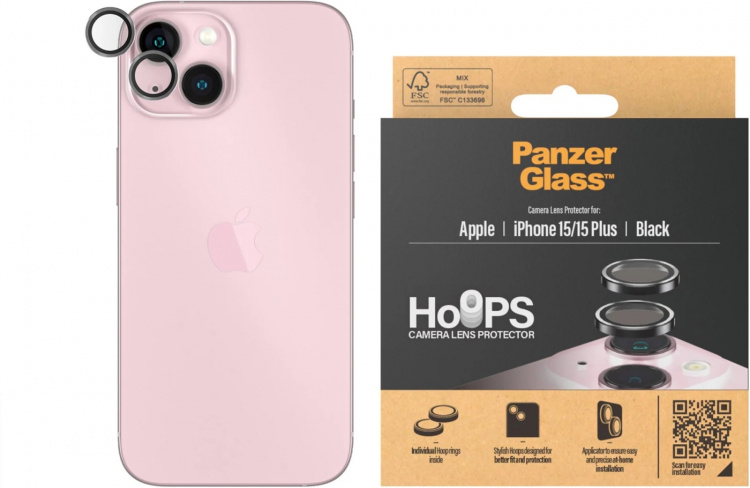 PanzerGlass Hoops -kameran linssinsuoja, iPhone 15 / 15 Plus PanzerGlass Hoops -kameran linssinsuoja, iPhone 15 / 15 Plus