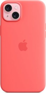 Apple iPhone 15 Plus silikonikuori MagSafella, guavanpinkki
