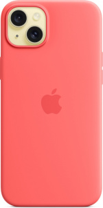 Apple iPhone 15 Plus silikonikuori MagSafella, guavanpinkki