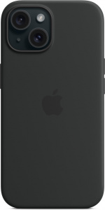 Apple iPhone 15 silikonikuori MagSafella, musta Apple iPhone 15 silikonikuori MagSafella, musta