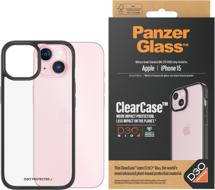PanzerGlass ClearCase with D3O -suojakotelo, iPhone 15