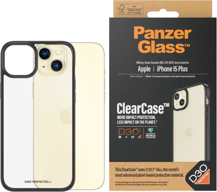 PanzerGlass ClearCase with D3O -suojakotelo, iPhone 15 Plus