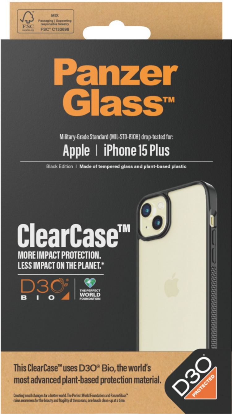 PanzerGlass ClearCase with D3O -suojakotelo, iPhone 15 Plus