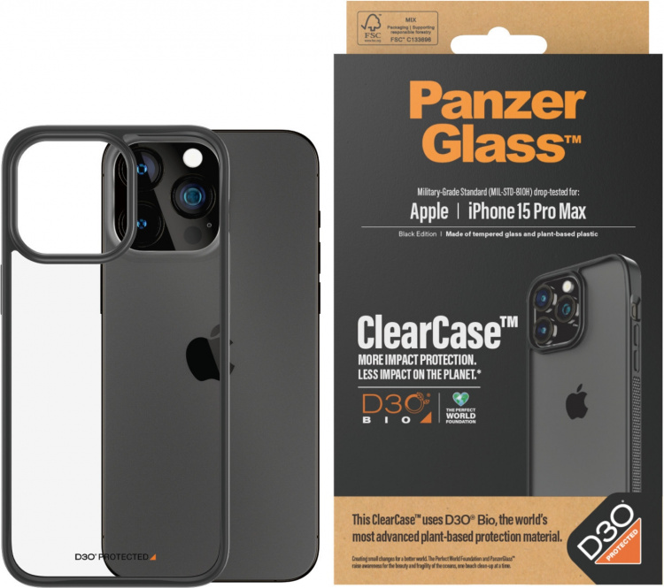 PanzerGlass ClearCase with D3O -suojakotelo, iPhone 15 Pro Max