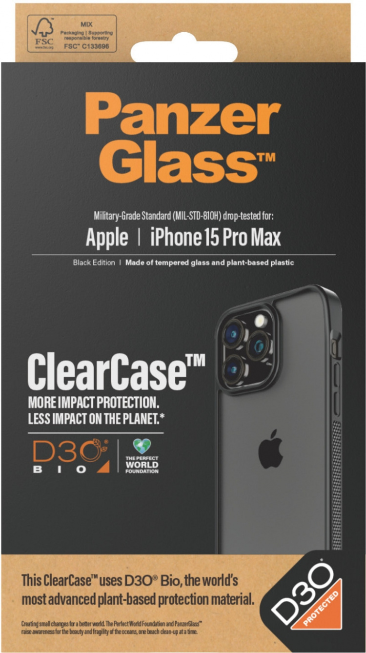 PanzerGlass ClearCase with D3O -suojakotelo, iPhone 15 Pro Max