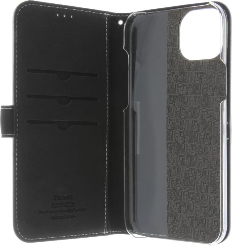 Insmat Exclusive Flip Case -lompakkokotelo, iPhone 15, valkoinen