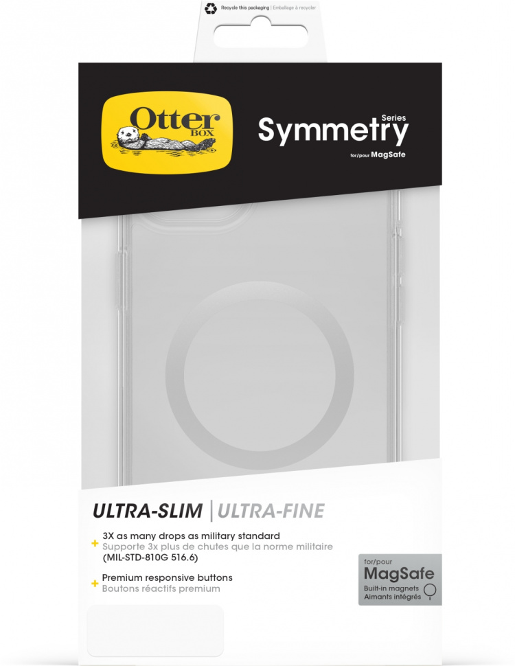Otterbox Symmetry Clear for MagSafe -suojakuori, iPhone 15 Plus / 14 Plus, kirkas
