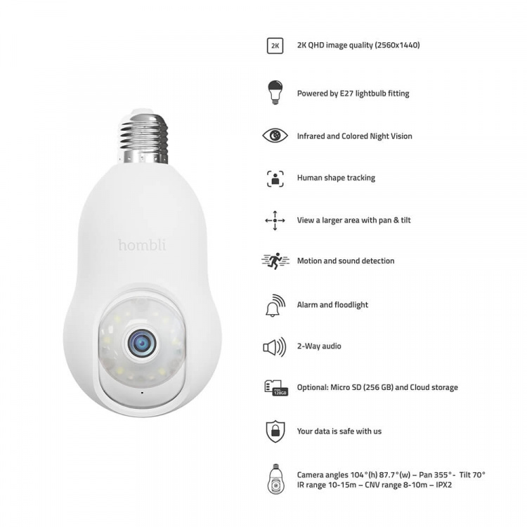Hombli Smart Bulb Cam White Hombli Smart Bulb Cam White
