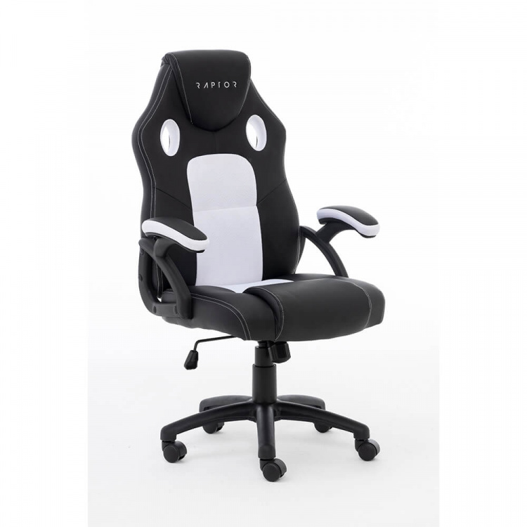 RAPTOR Gaming Chair GS-40 Compact, PU+Fabric, Black/White