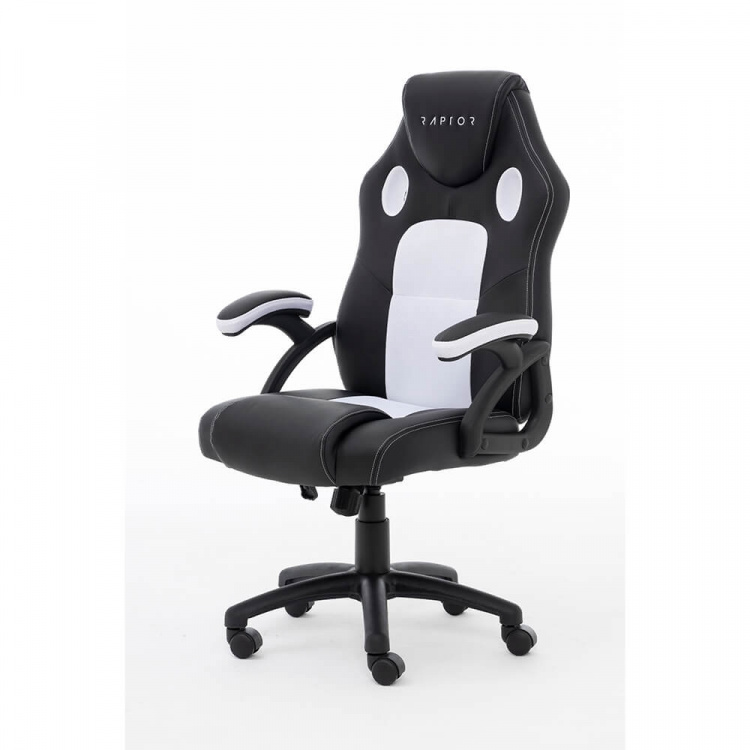 RAPTOR Gaming Chair GS-40 Compact, PU+Fabric, Black/White