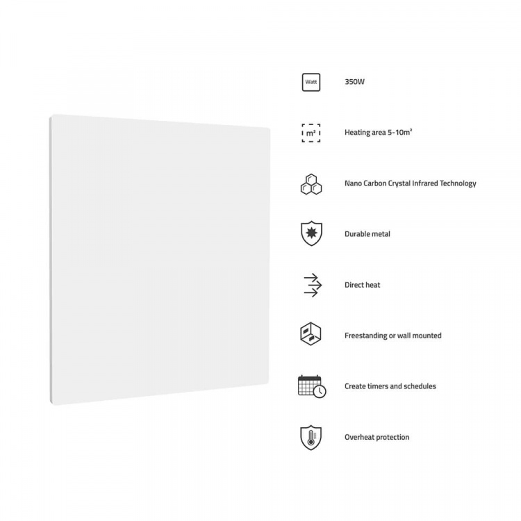 Hombli Smart Infrared Heater Metal Panel 350w White Hombli Smart Infrared Heater Metal Panel 350w White