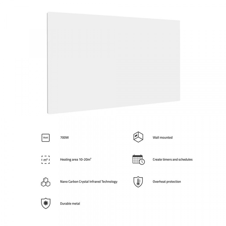 Hombli Smart Infrared Heater Metal Panel 700w White Hombli Smart Infrared Heater Metal Panel 700w White