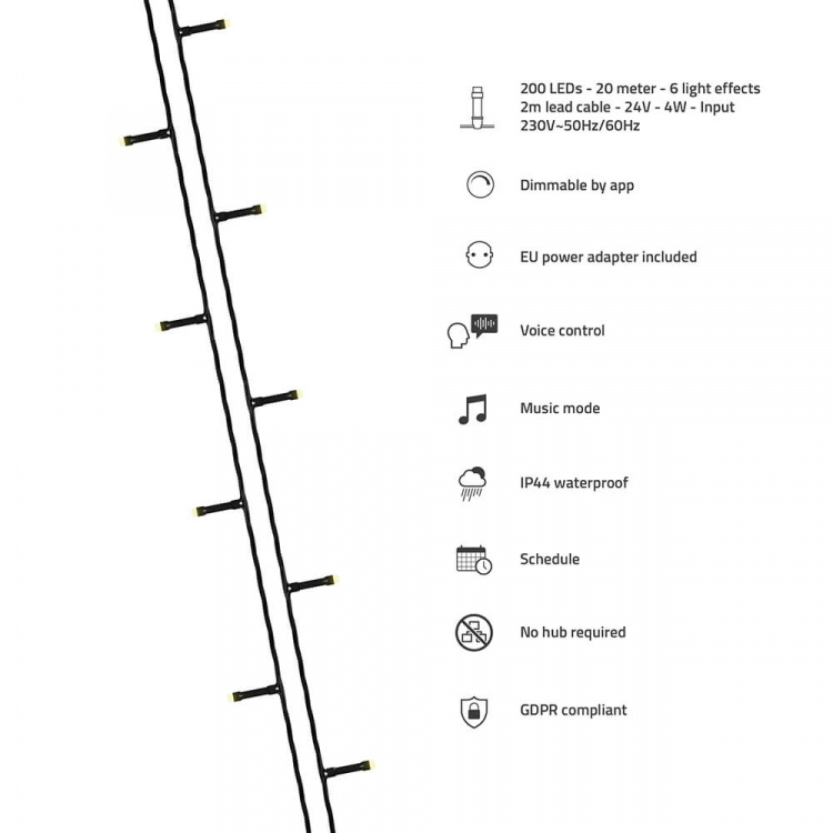 Hombli Smart Christmas Light LED String 20m IP44 Hombli Smart Christmas Light LED String 20m IP44