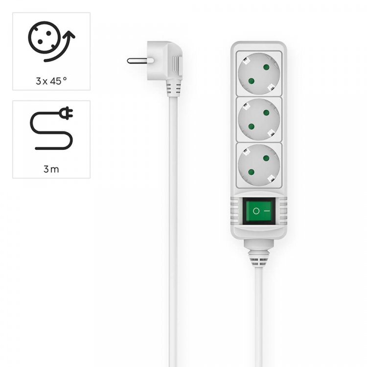 Hama Power Strip 3-way Switch White 3.0m