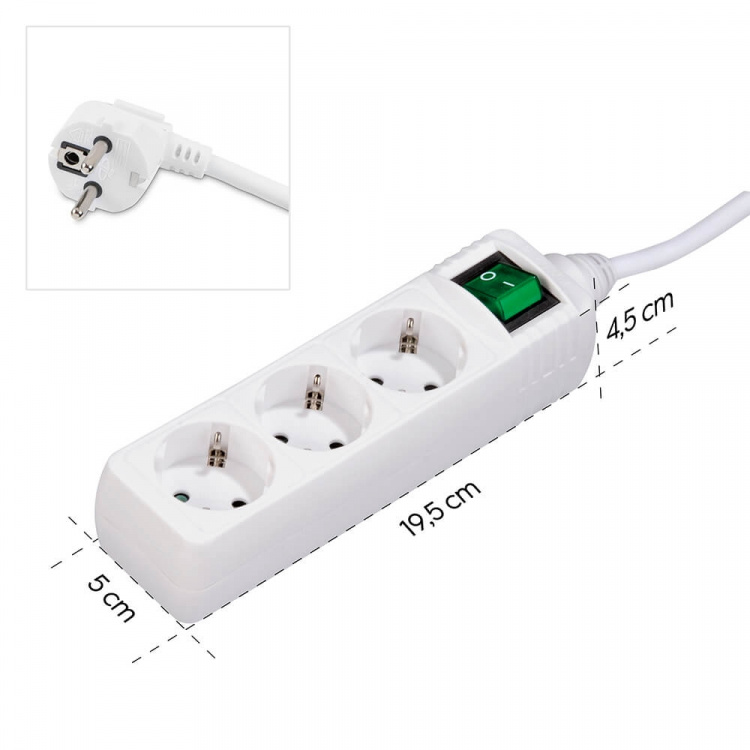 Hama Power Strip 3-way Switch White 3.0m
