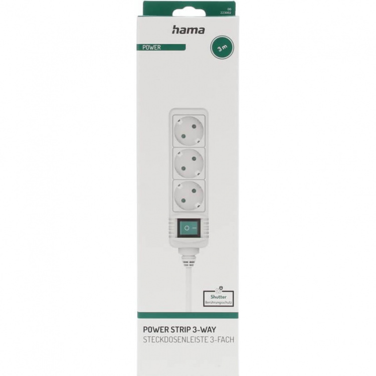 Hama Power Strip 3-way Switch White 3.0m