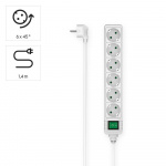 Hama Power Strip 6-way Switch White 1.4m