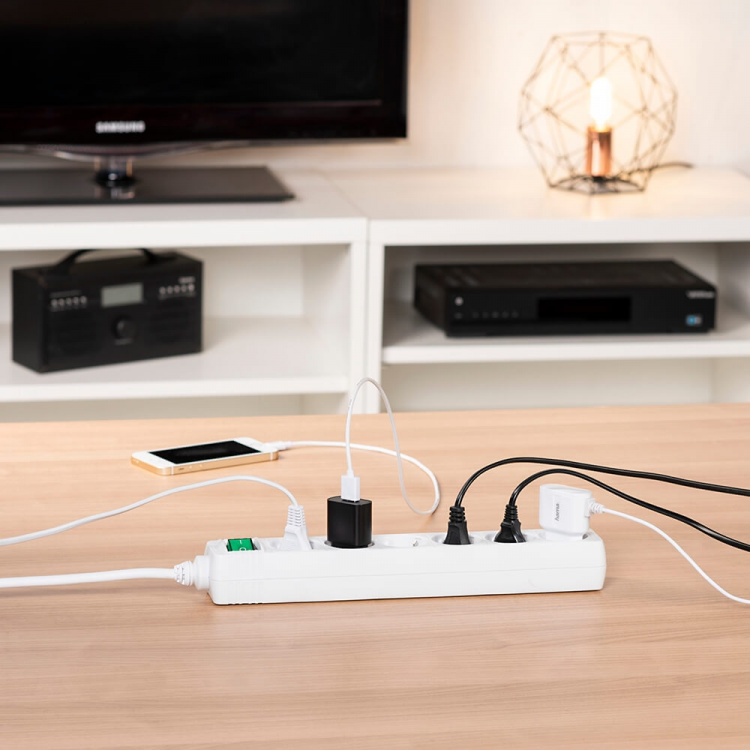 Hama Power Strip 6-way Switch White 1.4m