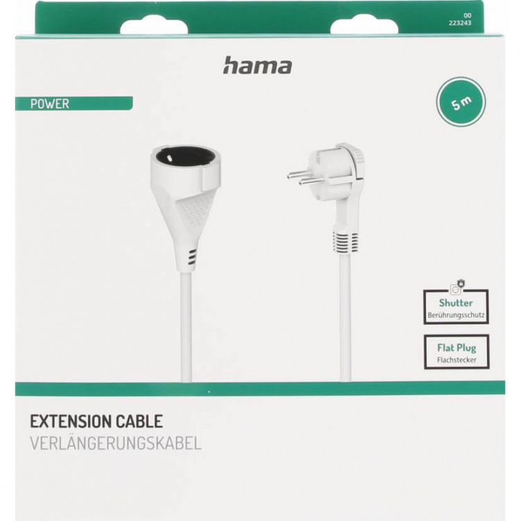 Hama Extension Cable Indoor White 5.0m