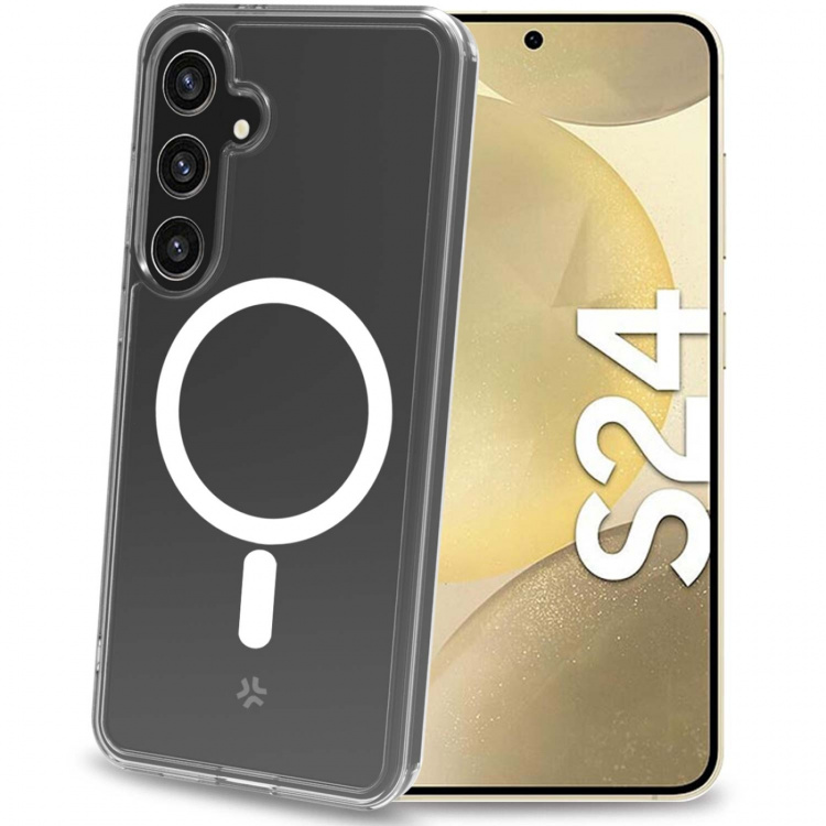 Celly Gelskinmag Magneettinen TPU-kansi Galaxy S24 5G läpinäkyvä läpinäkyvä