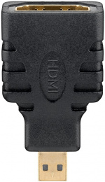 Goobay HDMI™-sovitin, kullattu HDMI™-liitin (tyyppi A) > HDMI™-mikroliitin (tyyppi D)
