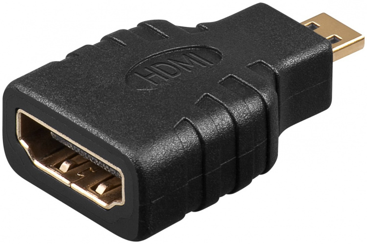 Goobay HDMI™-sovitin, kullattu HDMI™-liitin (tyyppi A) > HDMI™-mikroliitin (tyyppi D)
