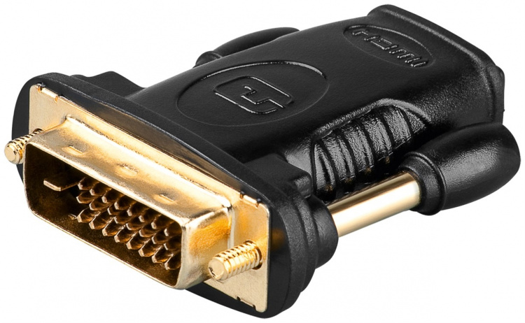 Goobay HDMI™/DVI-D-adapter, Guldpläterad HDMI™-uttag (typ A) > DVI-D-kontakt Dual Link (24 + 1 pin)