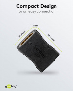 Goobay HDMI™-adapter, koppling, guldpläterad, 8K @ 60 Hz HDMI™-uttag (typ A) > HDMI™-uttag (typ A)