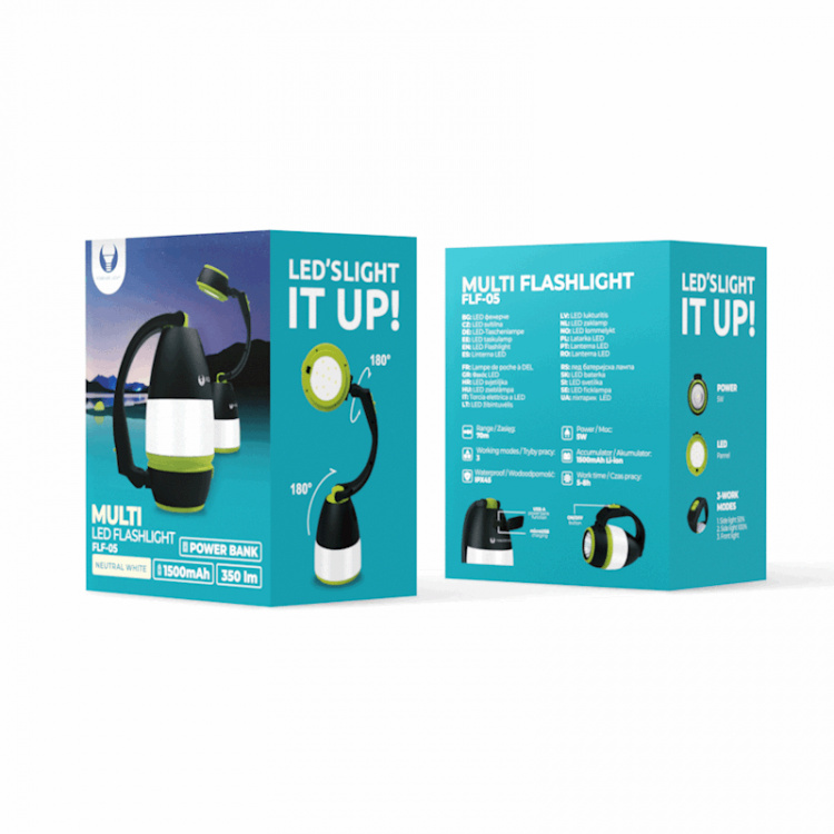 Forever Light MULTI - LED taskulamppu, jossa on 6 valaistustilaa + sisäänrakennettu 1500mAh powerbank