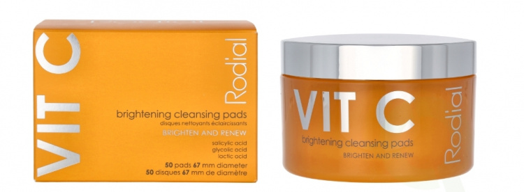 Rodial Vit C Brightening Cleansing Pads 50 Piece 50 Pads, Brighten And Renew