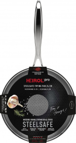 Heirol Pro Steelsafe -paistinpannu, ruostumaton teräs + tarttumaton pinnoite, 24 cm