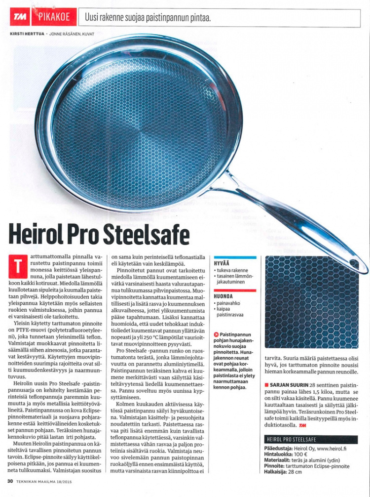 Heirol Pro Steelsafe -paistinpannu, ruostumaton teräs + tarttumaton pinnoite, 28 cm