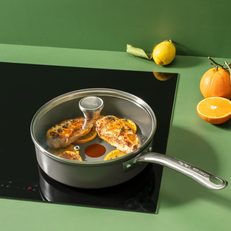 Tefal (RE)NEW+ -paistokasari, 24 cm, keraaminen pinnoite, harmaa