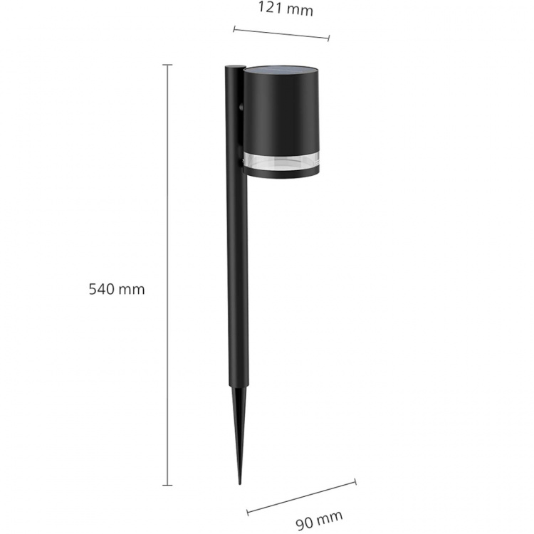 Philips Fyce Trädgårdslampa Rak Solcell Ultra Efficient LED 200lm Svart
