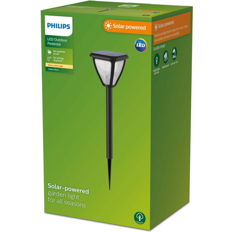 Philips Vapora Trädgårdslampa Solcell LED 200lm Svart Philips Vapora Trädgårdslampa Solcell LED 200lm Svart