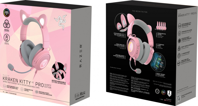 Razer Kraken Kitty V2 Pro -pelikuulokkeet, pinkki
