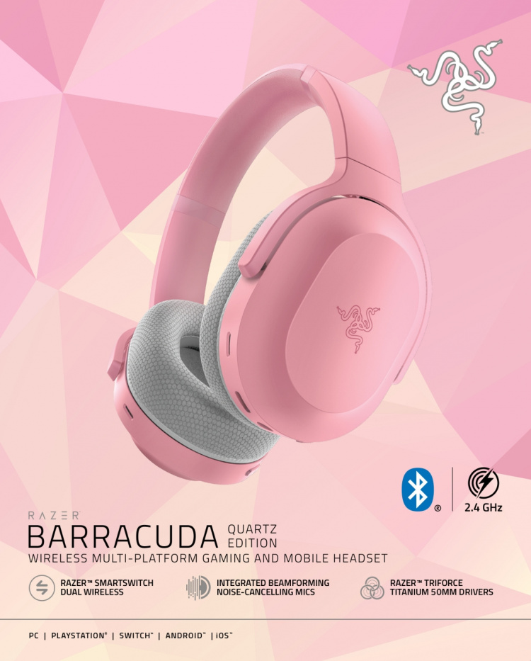 Razer Barracuda -langattomat kuulokkeet, pinkki Razer Barracuda -langattomat kuulokkeet, pinkki