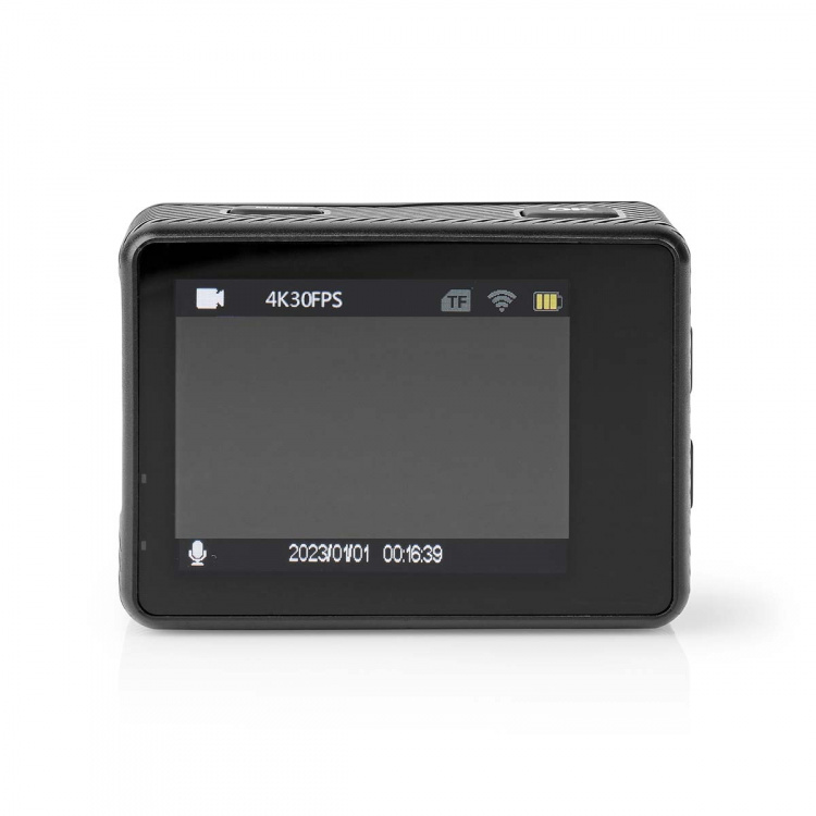 Nedis Action-kamera | Kaksoisnäyttö | 4K@30fps | 16 MPixel | Vedenpitävyys enintään (m): 30.0 m | 90 min | Wi-Fi | Sovellus saatavana kohteeseen: Android™ / IOS | Kiinnikkeitä mukana | Musta Nedis Action-kamera | Kaksoisnäyttö | 4K@30fps | 16 MPixel | Vedenpitävyys enintään (m): 30.0 m | 90 min | Wi-Fi | Sovellus saatavana kohteeseen: Android™ / IOS | Kiinnikkeitä mukana | Musta