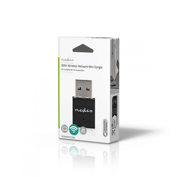 Nedis Verkkosovitin | Wi-Fi | N300 | 2.4 GHz | USB2.0 | Wi-Fi kokonaisnopeus: 300 Mbps | Windows 10 / Windows 11 / Windows 8