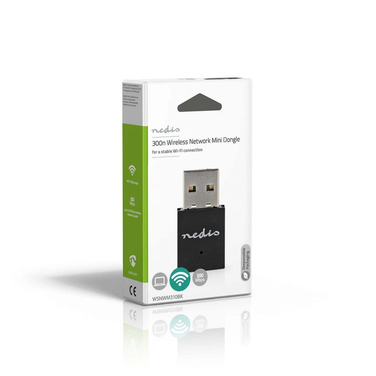 Nedis Verkkosovitin | Wi-Fi | N300 | 2.4 GHz | USB2.0 | Wi-Fi kokonaisnopeus: 300 Mbps | Windows 10 / Windows 11 / Windows 8