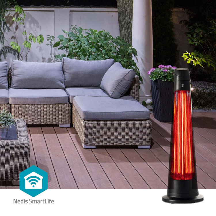 Nedis SmartLife Patio lämmitin | Wi-Fi | 1200 W | 2 Lämpöasetusta | Oskillaatio | Kaatumissuoja | IP24 | Musta