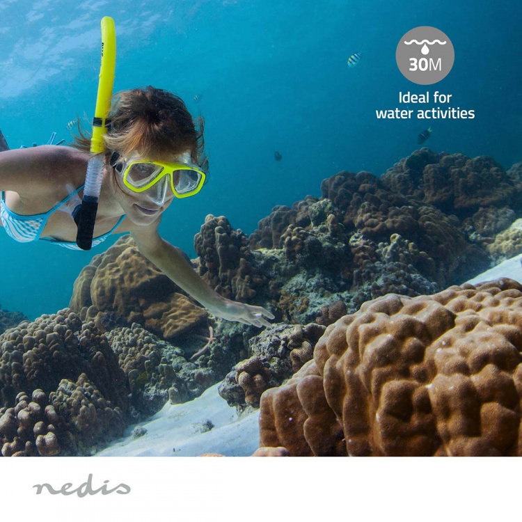 Nedis Action-kamera | Kaksoisnäyttö | 5K@30fps | 16 MPixel | Vedenpitävyys enintään (m): 30.0 m | 80 min | Wi-Fi | Sovellus saatavana kohteeseen: Android™ / IOS | Kiinnikkeitä mukana | Musta Nedis Action-kamera | Kaksoisnäyttö | 5K@30fps | 16 MPixel | Vedenpitävyys enintään (m): 30.0 m | 80 min | Wi-Fi | Sovellus saatavana kohteeseen: Android™ / IOS | Kiinnikkeitä mukana | Musta