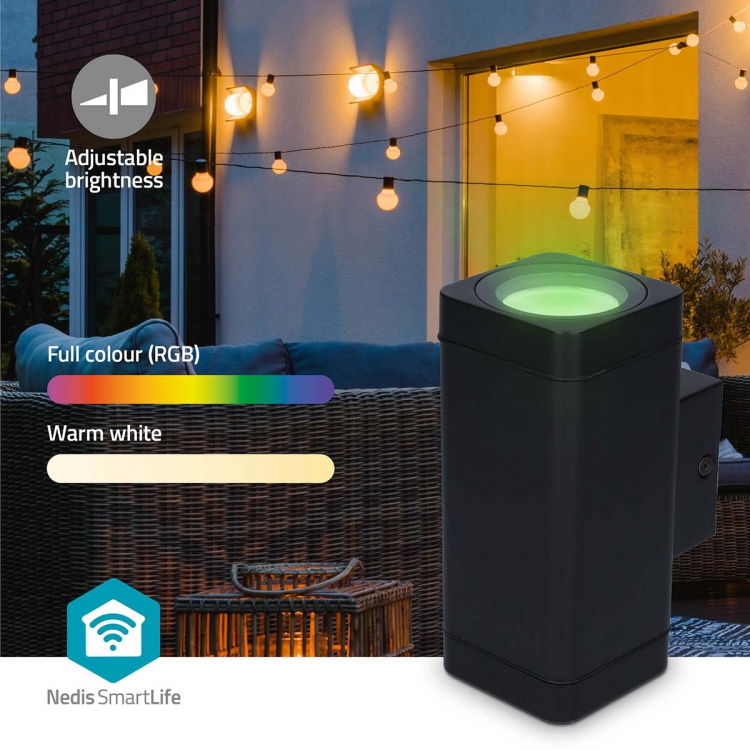 Nedis Smartlife Outdoor Light | 760 lm | Bluetooth® | 8.5 W | Lämpimästä kylmään valkoiseen | 2700 - 6500 K | ABS-Muovi | Android™ / IOS
