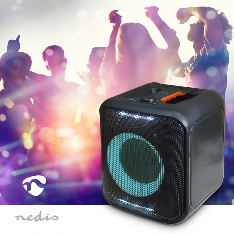 Nedis Bluetooth® Party Speaker | Suurin akun toistoaika: 5 tuntia | 150 W | Kantokahva | Juhlavalot | Linkitettävä | Taajuuskorjain | Musta / Oranssi