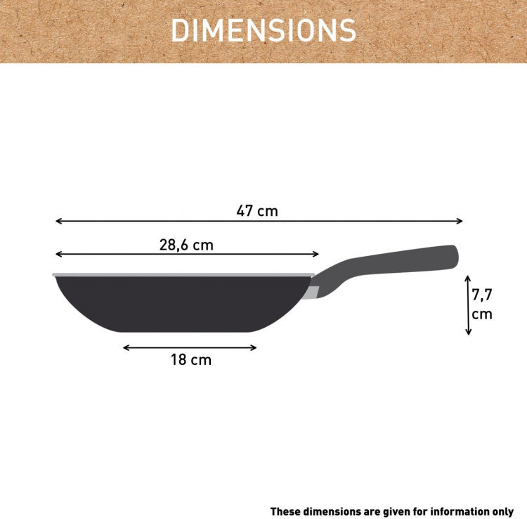 Tefal (RE)NEW+ -wokpannu, 28 cm, keraaminen pinnoite, harmaa