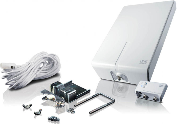 One for All SV 9455-5G -aktiivinen DVB-T/T2 -ulkoantenni LTE-suodattimella, 52 dB