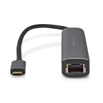 Nedis USB N Moniporttisovitin | 5-in-1 | USB 3.2 Gen 1 | USB-C™ Uros | HDMI™ Ulostulo / RJ45 Naaras / 3x USB-A Naaras | 5 Gbps | 0.20 m | Pyöreä | Kullattu | PVC | Antrasiitti | Laatikko