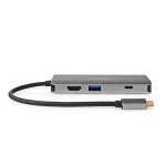 Nedis USB N Moniporttisovitin | 7-in-1 | USB 3.2 Gen 1 | USB-C™ Uros | HDMI™ Ulostulo / Micro SD / RJ45 Naaras / SD / USB-C™ Naaras / 3x USB-A Naaras | 5 Gbps | 0.20 m | Pyöreä | Kullattu | PVC | Antrasiitti | Laatikko
